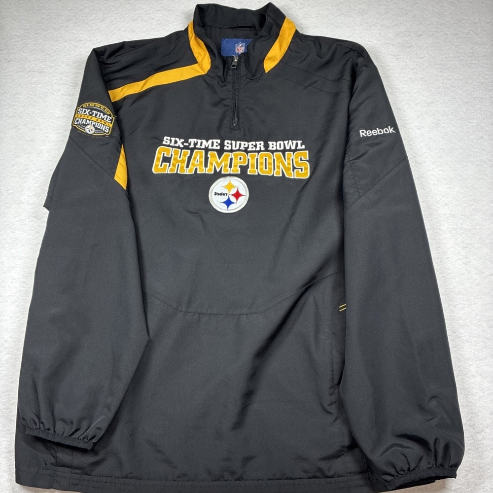 Reebok Pittsburg Steelers NFL On Field‎ 1/4 Zip Windbreaker Super Bowl Size XL